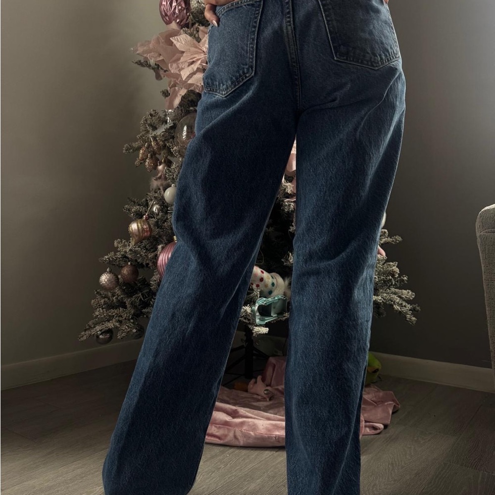 Zara High Rise Blue Jeans with Frayed Hem - Picture 3 of 5